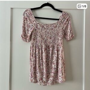 Isabel Maternity by Ingrid & Isabel Floral Blouse - Cream and Purple